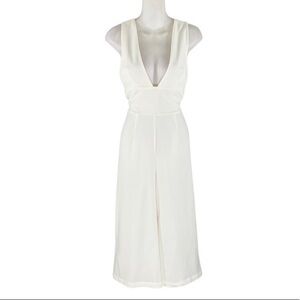 4Si3nna off white plunge wide leg crop jumpsuit KK14